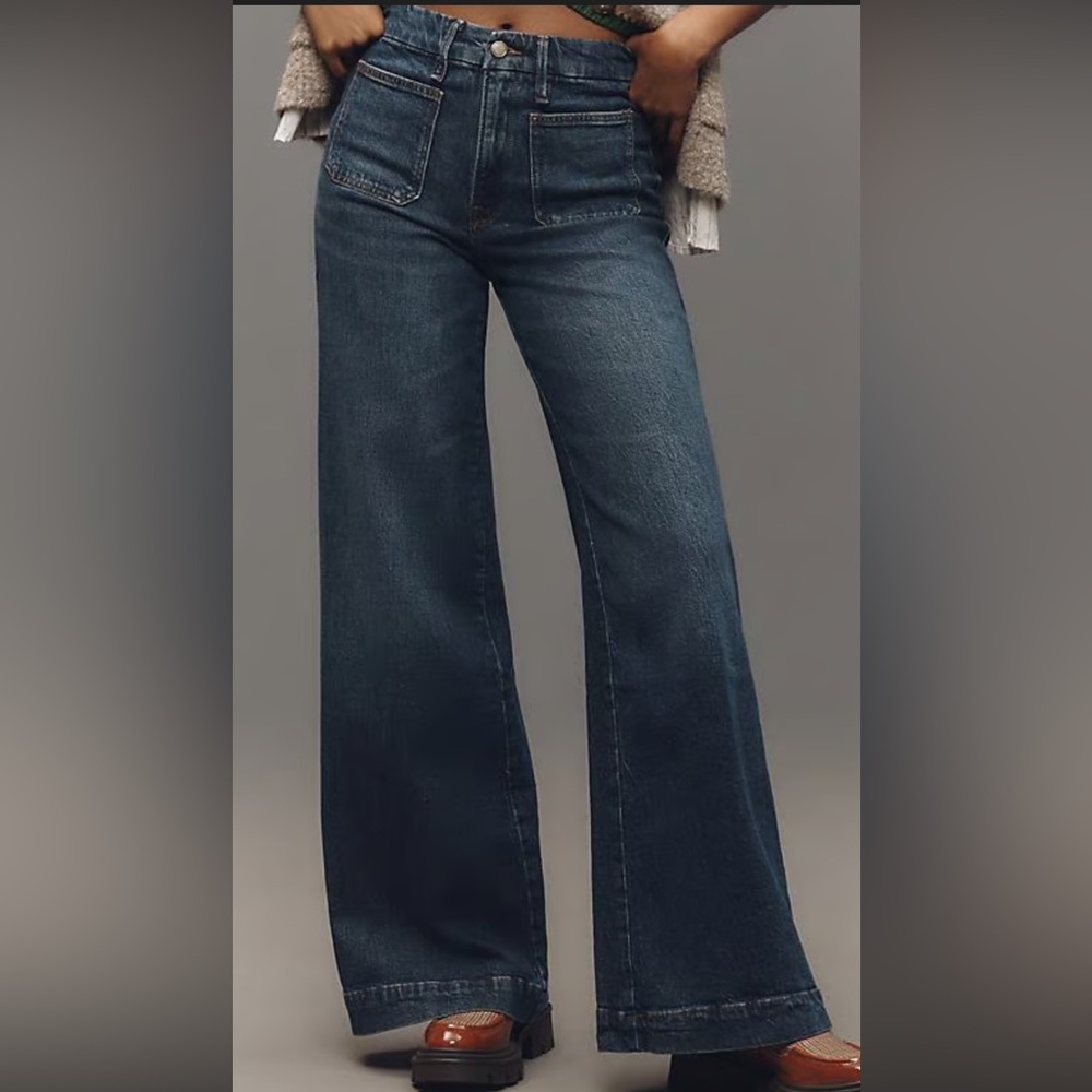 Good American Blue Palazzo High Rise Wide Leg Jeans Size - 18, Inseam 33.5